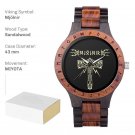 Men Wood Watches Handmade Compass Wooden Customized Viking Symbols Mjolnir 1