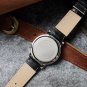Customized Wooden Mens Watch Zebrawood Leather Strap Quartz with paper box