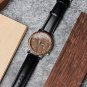 Customized Wooden Mens Watch Zebrawood Leather Strap Quartz with paper box