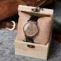 Customized Wooden Mens Watch Zebrawood Leather Strap Quartz with wood box