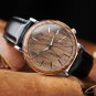 Customized Wooden Mens Watch Zebrawood Leather Strap Quartz with wood box