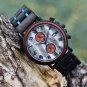 New Mens Chronograph Marble Tone Dial Male Quartz Wood Watch Dual Display GT073 1