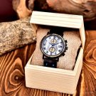 New Mens Chronograph Marble Tone Dial Male Quartz Wood Watch Dual Display GT073 2