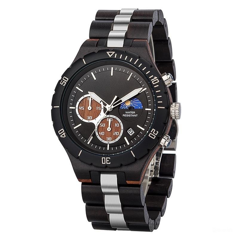 Quartz Watch for Men Moon Phase Waterproof Date Timepieces Personalized GT111 1A
