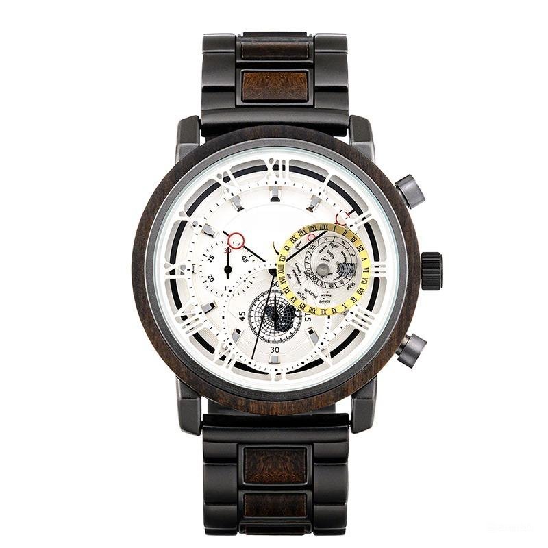 Watch for Men Three dimensional Hollow Design Quartz Dual Time Zone Stopwatch GT044 2A