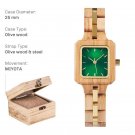 Elegant Wood Watch for Women Crafted Engraved Mini Rectangle Lady Quartz T146 2