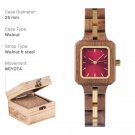 Elegant Wood Watch for Women Crafted Engraved Mini Rectangle Lady Quartz T146 3