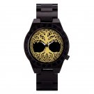 Men Wooden black Watch Viking Warriors Symbol Quartz GT093 3A