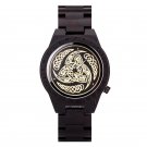 Men Wooden black Watch Viking Warriors Symbol Quartz GT093 2A