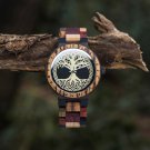 Men Wooden Brown Watch Viking Warriors Symbol Quartz GT094 1A