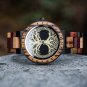 Men Wooden Brown Watch Viking Warriors Symbol Quartz GT094 1A
