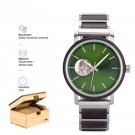 New Watch for Men Wooden Stainless Steel Combination Skeleton Design Automatic GT120 3