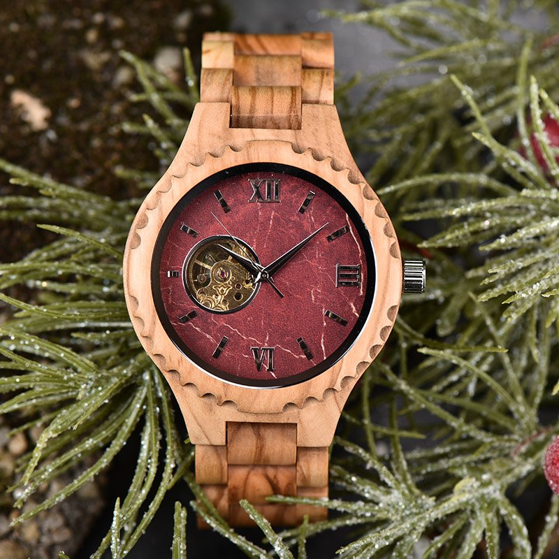 Wood Watch Luxury Men Automatic Mechanical Customize Skeleton GT068 2