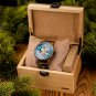 2023 New Stainless Steel Automatic Waterproof Wooden Mens sky blue Watch Custom made