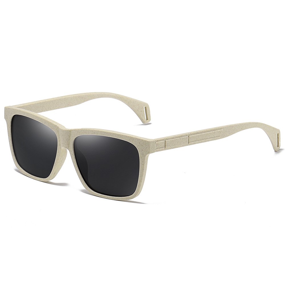 Classic Rectangular Sunglasses for Women Men Wheat Straw Frame UV400 Polarized CG012a