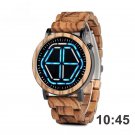 Digital Men Watches Zebra Wooden Strap Come Blue LED 2