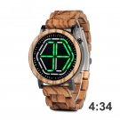Digital Men Watches Zebra Wooden Strap Come Green LED 3