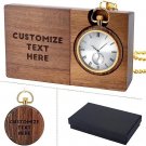 Personalized Engraved Wooden Pocket Watches for Men customized Text Name Exquisite