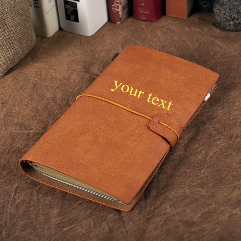 Customized PU Leather Notebook Emboss Diary Week Planner GPL0010 text engrave