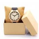 Natural Wooden Men Watch Maple Black Genuine Leather Strap