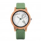 Handmade Wooden Green Watch Men Women Silicone Band Marble Literal As Lady Gift