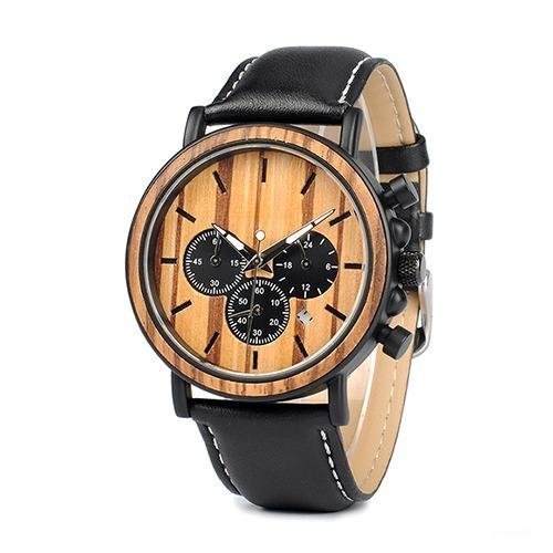 Top Men Watch Quartz Chronograph Personalized Timepiece Metal P09 2 Leather strap