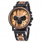 Top Men Watch Quartz Chronograph Personalized Timepiece Metal Wooden Strap s009