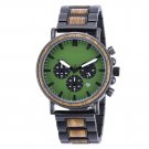 Top Men Watch Quartz Chronograph Personalized Timepiece Metal Wooden Strap T63 1