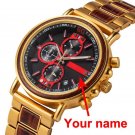 Luxury Brand Watch Men Gold Chronograph Custom Engrave Name DIY S18 4ENGRAVE