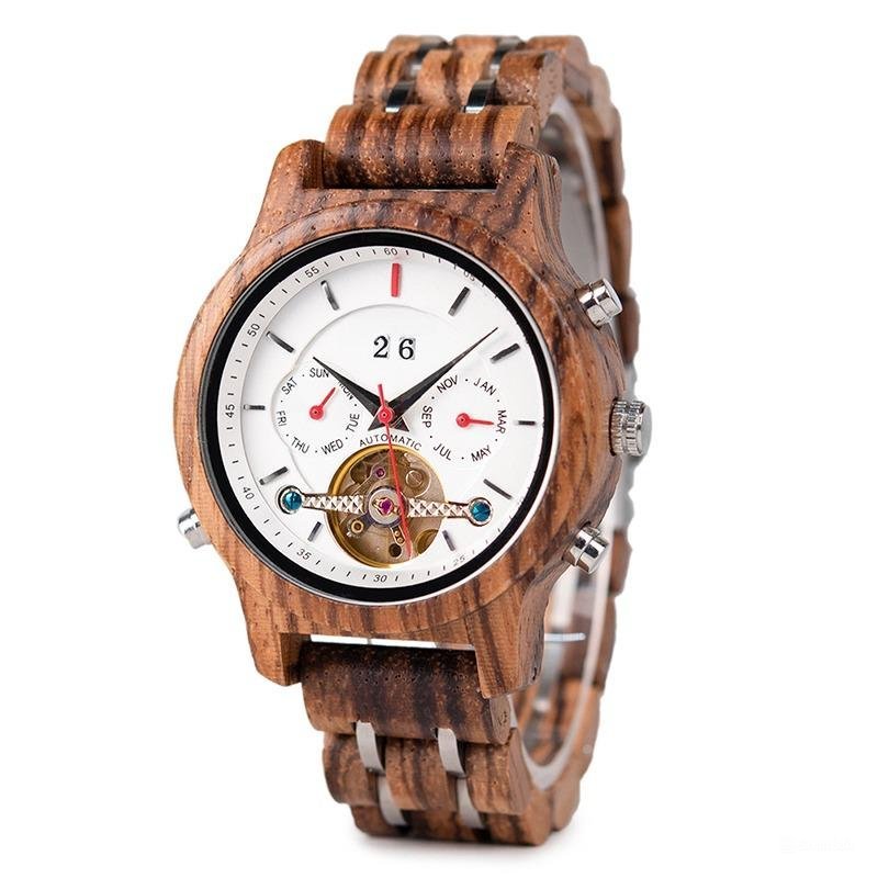 Watches Automatic Double Tourbillon Balance Wheel Wooden Metal GQ027 4 women 40mm
