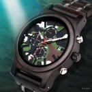 Military Men Watch Chronograph Quartz Camouflage Sport Dial Wood Customized