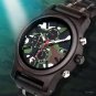 Military Men Watch Chronograph Quartz Camouflage Sport Dial Wood Customized