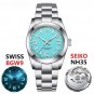 36MM New Men Mechanical Automatic Watch Sapphire Glass Blue 100M Waterproof