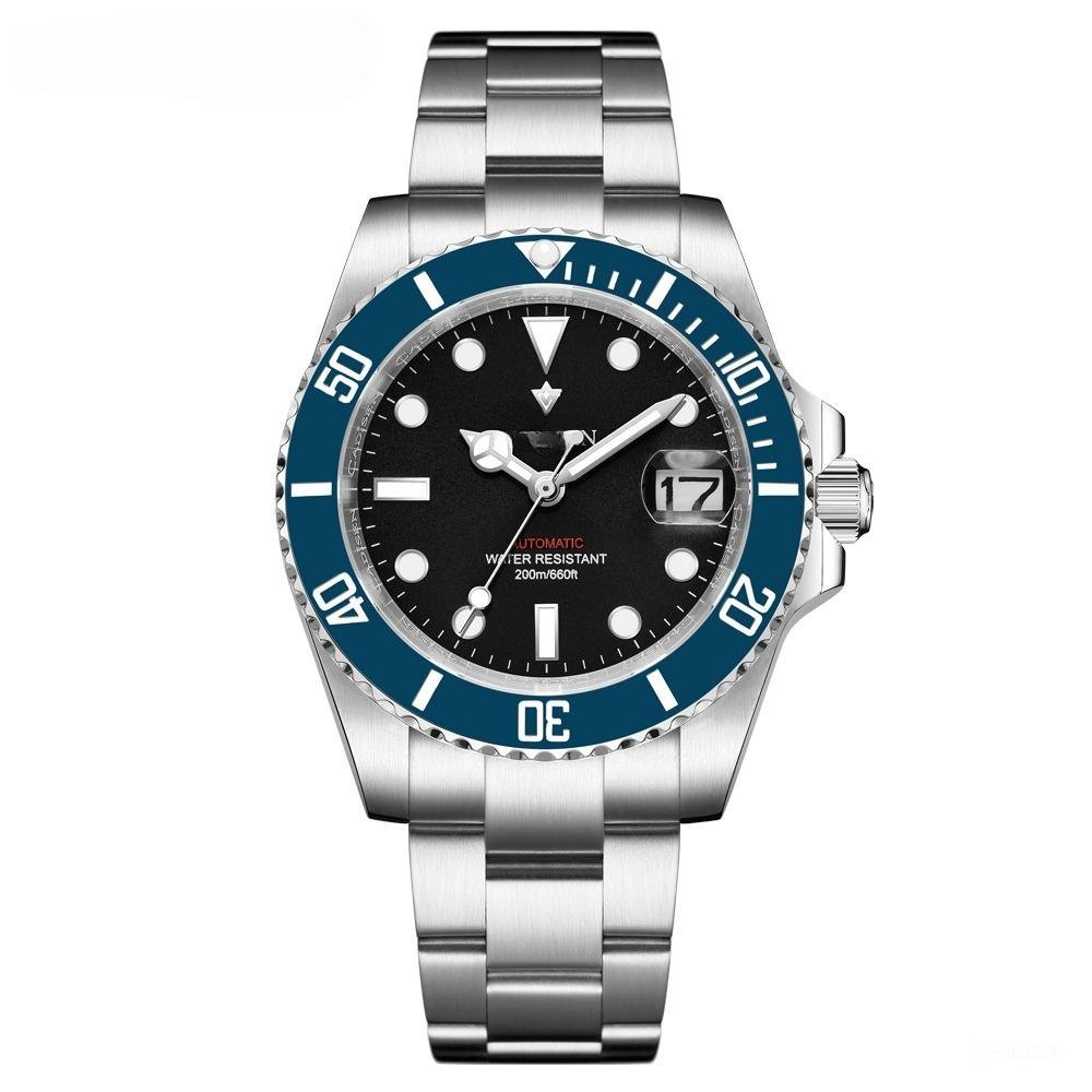 Automatic Mechanical blue Watches Waterproof Movement Stainless Steel Sapphire Glass