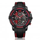 Mens Red Silicone Strap Quartz Watches Chronograph Rubber Military Army
