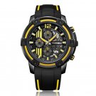 Mens Yellow Silicone Strap Quartz Watches Chronograph Rubber Military Army