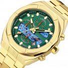 Polygonal Case Quartz Waterproof Watch Gold for Men Chronograph with Auto Date