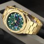 Polygonal Case Quartz Waterproof Watch Gold for Men Chronograph with Auto Date