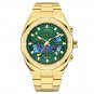 Polygonal Case Quartz Waterproof Watch Gold for Men Chronograph with Auto Date