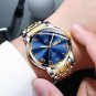 Mens Watches Silver Golden Blue Waterproof Stainless Steel Quartz Date Calendar