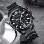 Business Luxury Watches Men Black Stainless Steel Waterproof Chronograph Quartz