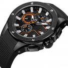 Mens Military Chronograph Watches Waterproof Black Silicone Strap Auto Date