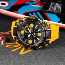 Digital Electronic Watch Orange for Men Waterproof Dual Time Shock Resistant Alarm