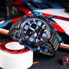 Digital Electronic Watch Black Blue for Men Waterproof Dual Time Shock Resistant Alarm