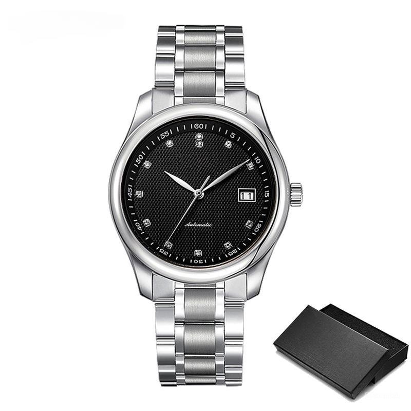 Design Luxury Automatic Black Watch Men Waterproof Stainless Steel Mechanical