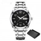 Original Mechanical Watch silver black for Men Skeleton Stainless Steel Waterproof