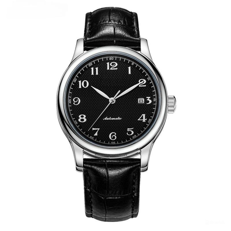 Mens Black Watch Automatic Mechanical Sapphire Glass Waterproof Stainless Steel