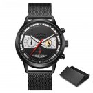 Creative Design Mens Black Watches 42mm Owl Chronograph Waterproof Stainless Steel