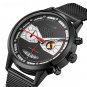 Creative Design Mens Black Watches 42mm Owl Chronograph Waterproof Stainless Steel