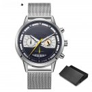 Creative Design Mens silver Blue Watches 42mm Owl Chronograph Waterproof Stainless Steel